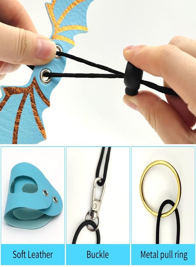 Abustle pig Adjustable Bearded Dragon Leash Harness,3 Size Pack Leather Wings Safty Walking Leash for Bearded Dragon Lizard Reptiles (Blue) - Image 4